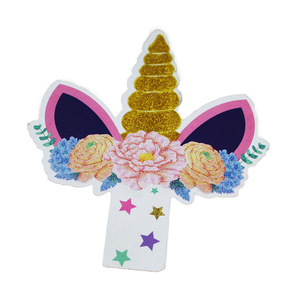 Set dudukan Cupcake emas Unicorn, rak <span class=keywords><strong>Display</strong></span> kue pernikahan ulang tahun sore teh makanan penutup 3 lapis pemegang kardus kertas - Product Image 4