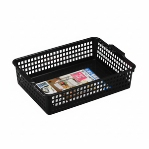 Cesto portaoggetti sottile Inomata 516 ventosa di colore nero - Product Image 1