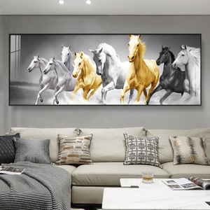 Dipinti su misura di arte della parete di animali 8 <span class=keywords><strong>cavalli</strong></span> pittura di cristallo in esecuzione di porcellana <span class=keywords><strong>con</strong></span> telaio in alluminio per la decorazione della casa dell'ufficio - Product Image 3