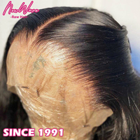 Perruques sans colle en cheveux humains vierges indiens bruts 13x4, lisses, avec dentelle française HD transparente, monofilament, longues, double densité