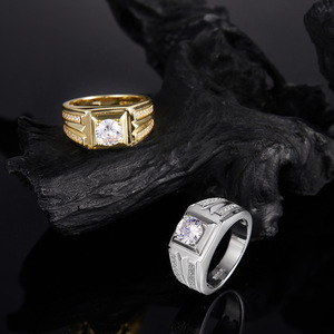 Men Wide Bezel Set Solitaire Moissanite <b>Ring</b> S925 Sterling Silver Male Wedding Promise Band Fashion <b>Finger</b> Jewelry Gift - Product Image 4