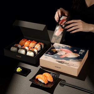 Caja de Sushi Biodegradable Personalizada del Proveedor de Fábrica, Caja para Llevar Rollos de Sushi con Compartimentos - Product Image 3