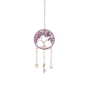Vida Árvore Dream Catching Net Pedra De Cristal Metal + Cristal Montar Artesanato Cristal Suncatcher Nórdico Feng Shui Quarto Do Anjo - Product Image 2