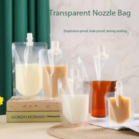 Pochettes souples transparentes anti-fuite avec bec verseur, en plastique alimentaire, pour l'emballage de jus, lait et café