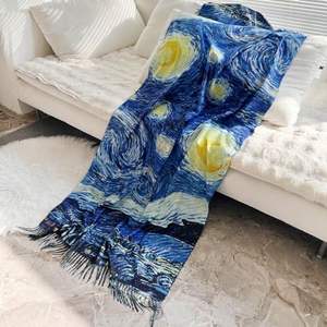 Écharpe d'hiver réversible en cachemire doux, grand châle enveloppant, imprimé floral, pashmina chaud, cadeaux <span class=keywords><strong>Klimt</strong></span> Van Gogh - Product Image 6