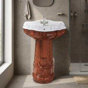 Zebra Pattern Porcelain Pedestal Wash Basin Vinus Set Black White Lavabo <b>Sink</b> Stand Bathroom India Design - Product Image 4