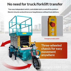 tricycle lifting platform hydraulic mobile scissor type climbing empty work vehicle small lift ladder - Product Image 4