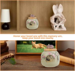 Urna de Cerámica para Cenizas de Gato con Escultura de Cristal Conmemorativa, Guarda los Recuerdos de Gatos Queridos, Logotipo Personalizado, Regalo de Condolencias - Product Image 6