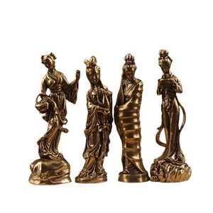 Brass Four Talented Women Figurines 4Pcs Handmade Tabletop <b>Decor</b> Home Office Ornament - Product Image 5