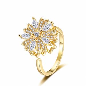 Rotatable Spinner Fidget <b>Ring</b> Full Zircon Diamond Clover Rotating <b>Rings</b> for Anxiety Diamond Rotating Open <b>Adjustable</b> <b>Ring</b> - Product Image 5