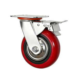 Fabrik Großhandel Große Menge Industrieller Kunststoff kern Rot Universal-Brems rollen Polyurethan-Rollen - Product Image 3