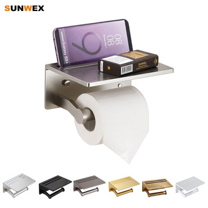 <span class=keywords><strong>Portarotolo</strong></span> Moderno in Alluminio con Adesivo e Mensola Porta Telefono - Product Image 1