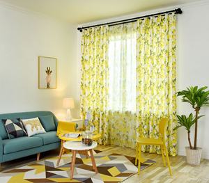 Rideaux de haute qualité, style nordique tendance, en lin imprimé, motif citron, pour <span class=keywords><strong>baie</strong></span> <span class=keywords><strong>vitrée</strong></span>, salon, balcon - Product Image 2