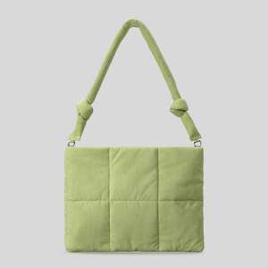 Classic Quilted Puffy Corduroy Portable Laptop <strong>Sleeve</strong> Cover Custom Cute Lightweight Case Daily Business Travel Shoulder Bag - Product Image 2