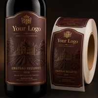 Étiquette personnalisée avec logo privé, design gratuit, autocollante, en papier texturé, papier coquille d'œuf de luxe, étiquette de vin rouge imprimée
