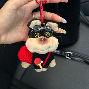 Lindo Peluche de Perrito con Cara Hinchada, Colgante, Nuevo, con Gorro de Abeja, Muñeco de Peluche para Reparar, Decoración para Colgar en Bolsos, Llavero - Product Image 3