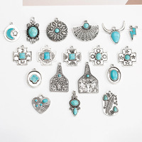 Nouveau Style bohème rétro breloques occidentales tête de taureau goutte d'eau vache Turquoise pendentifs pour la fabrication de bijoux accessoires