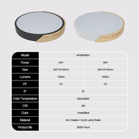 Plafonnier LED rond moderne en bois, noir et blanc, à intensité variable, pour chambre et salon, idéal pour la maison