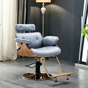 Fauteuil de barbier en métal au design européen moderne, hauteur réglable, avec repose-pieds en bois, pour usage en salon - Product Image 6