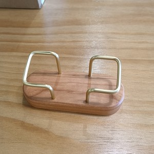 Walnut Wood Brass Business Card Holder 12x5x5.3cm Geometric Design For <b>Desk</b> Organization - Product Image 2