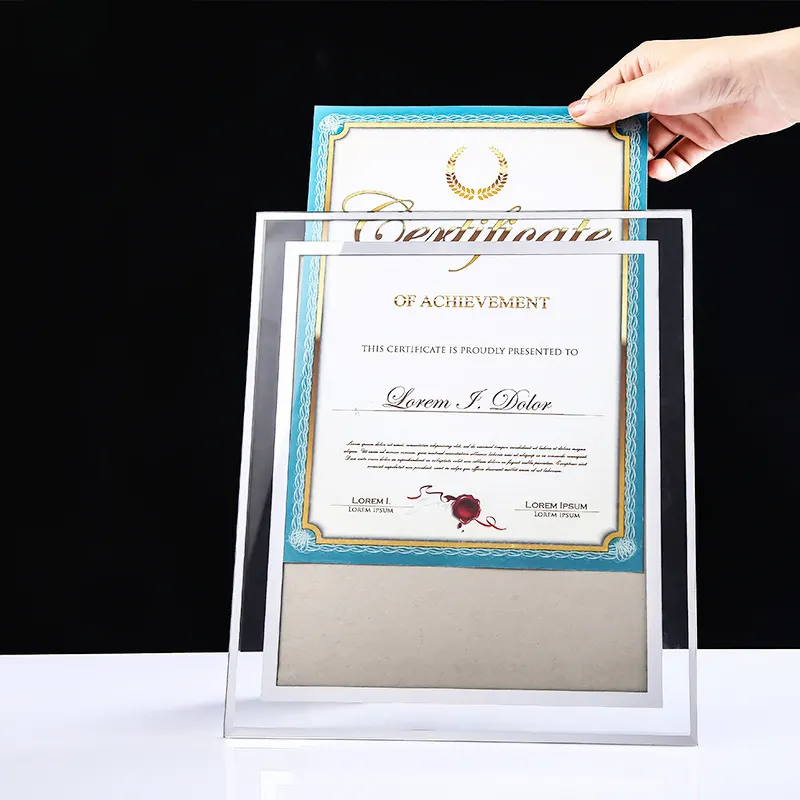 Bingkai Foto Kristal Desain Baru Pabrik 2022 Medali Ukuran Khusus Kristal Sertifikat Honor Halaman Dalam Dapat Diganti