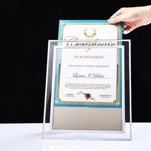 2022 Factory New Design Crystal Photo Frame Medal Custom Size Crystal Certificate of Honor Inner Page Can Be Replaced