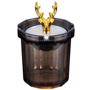 Cendrier entonnoir personnalisé en verre cristal avec couvercle Cigarettes à cigares support octogonal bureau maison bureau cendrier de table pour cadeaux - Product Image 1