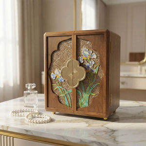 กล่องใส่เครื่องประดับเคลือบโลโกอองเน่แบบเป็นมิตรกับสิ่งแวดล้อม ทำจากไม้ ประตูคู่ ความจุขนาดใหญ่ สำหรับวางบนโต๊ะ - Product Image 5