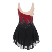 Costume de danse coréen pour enfants de 6 à 16 ans, robe de danse sans manches avec strass, vêtements de gymnastique pour filles, robes de danse, vêtements de performance de patinage artistique