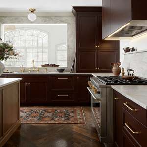 Luxury Multi-Layer Wood Kitchen Cabinet with Island and Complete Functional <b>Storage</b> for High End Villa Kitchens - Product Image 5