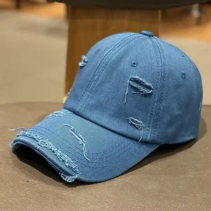 Factory New Arrival 6 Panel Original <b>Plain</b> Distressed Baseball <b>Cap</b> - Product Image 2