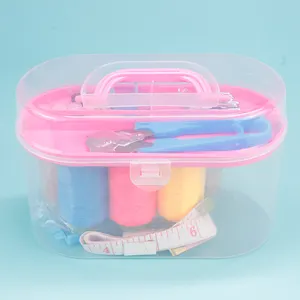 Hot Selling Oval Plastic Sewing Case Portable Sewing Kit Box Plastic Sewing Box
