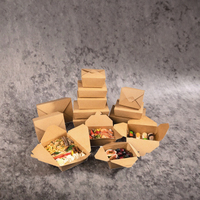 Boîte d'emballage personnalisée en papier kraft de qualité alimentaire jetable, carrée, pour plats à emporter, avec pelliculage brillant, format King