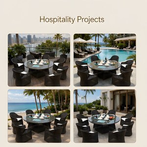 Hot Sale <strong>Rattan</strong> Round Shaped <strong>Garden</strong> Dining <strong>Table</strong> Chairs Dining Set - Product Image 2
