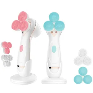 3 In1 Sonische Anti-Aging Scrubber 3 Wielen Roterende Waterdichte Porie Reiniging Spa Massage Gezichtsreinigingsborstelset