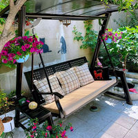 Balançoire extérieure: Jardin de cour/balcon Chaises suspendues solaires imperméables extérieures de fonte d'aluminium, doubles chaises à bascule et balançoires