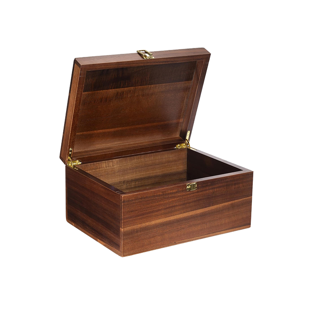 Black Walnut Color Wooden Box Vintage Lockable Organizer Solid Wood Desktop Clutter Storage Trinket Case