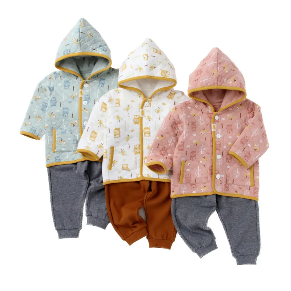 Ensembles de vêtements automne-hiver pour bébés de 0 à 3 ans, vêtements chauds à capuche en coton de haute qualité pour bébés, ensembles de pyjamas pour bébés