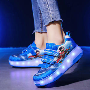 Flashing Roller Shoes For Kids With Led Lights And Wheels Size 29-40 EVA Material Plastic Wheel Double Row Design - Product Image 2
