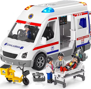 Camion d'<span class=keywords><strong>ambulance</strong></span> à inertie avec lumières et sons, <span class=keywords><strong>jouet</strong></span> de simulation pour enfants, idéal pour jouer à faire semblant de médecin en intérieur - Product Image 1