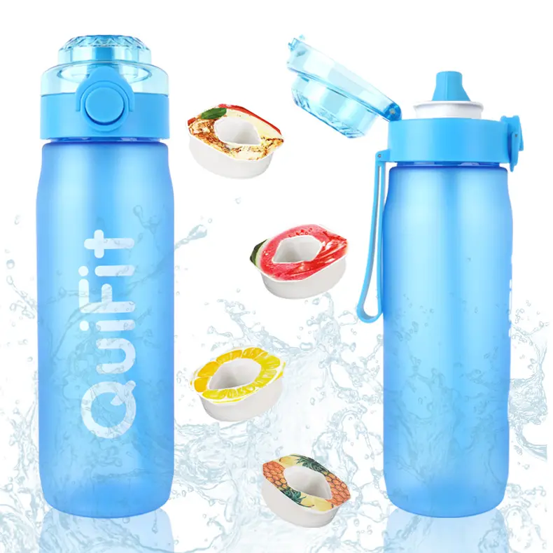 Bouteilles d'eau portables sans fuite de 750ml sans BPA avec parfum de fruits et boissons sportives avec dosettes aromatisées
