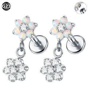 Mũi nhẫn Daith kiểu dáng thanh lịch, bạc, thiết kế cánh hoa, mạ PVD, ren trong, unisex, thời trang, hợp xu hướng, cưới hỏi, hợp kim titan đạt chuẩn ASTM-F-136 - Product Image 3