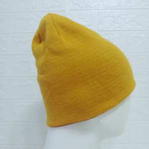 100% acrílico 3D bordado personalizado hombres mujeres acrílico doble cara desgaste tejido Reversible Beanie Hat - Product Image 6