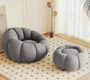 Fauteuil individuel compact style Tatami en forme de citrouille, chaise de relaxation tendance pour salon et chambre à coucher - Product Image 5