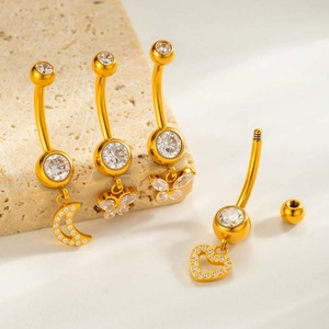 HENGSEN gioielli impermeabili da spiaggia ASTM F136 in titanio <span class=keywords><strong>Piercing</strong></span> <span class=keywords><strong>all</strong></span>'<span class=keywords><strong>ombelico</strong></span> gioielli esterni filettati CZ anelli pendenti per <span class=keywords><strong>ombelico</strong></span> - Product Image 2