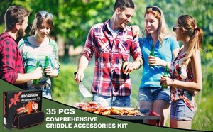 Chuyên nghiệp phụ kiện thịt nướng công cụ kit hoàn chỉnh với spatulas phết Bìa <span class=keywords><strong>scraper</strong></span> dĩa trứng mols-tất cả các xử lý làm bằng nhựa - Product Image 6