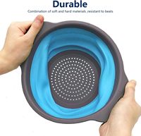 Passoire pliable à double poignée avec base de drainage, panier de lavage extensible et peu encombrant pour fruits et légumes, idéal pour la cuisine
