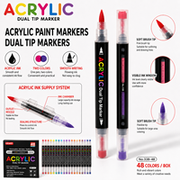 Marqueurs de peinture acrylique à double pointe, stylos de peinture à pointe pinceau souple pour la peinture sur roche, bois, verre, céramique, toile, bricolage, artisanat, fournitures artistiques