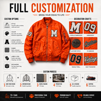 Veste bomber MA1 sur mesure en gros pour hommes, orange, streetwear, veste de pilote en nylon, broderie, patch, marque privée, fabricant OEM