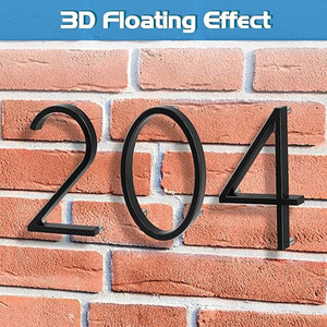 Bán Buôn Lớn Hiện Đại Nổi 5 Inch 12Cm Cửa Màu Đen Số 3D Mảng Bám Địa Chỉ Dấu Hiệu Kim Loại Ngoài Trời Tấm Thư Phòng Nhà Số - Product Image 2